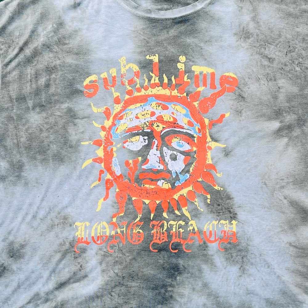 Sublime Long Beach Sun Logo T-Shirt Size L Faded Distressed Gray Band Tee💎 - Picture 3 of 5